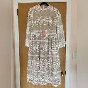 Ivy City Co Sicily Lace Midi Dress Size L